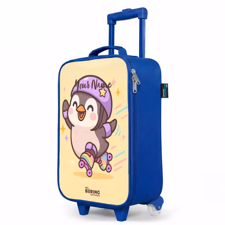 Children's suitcase - Blue - Kawai - Penguin - Roller skates — 5