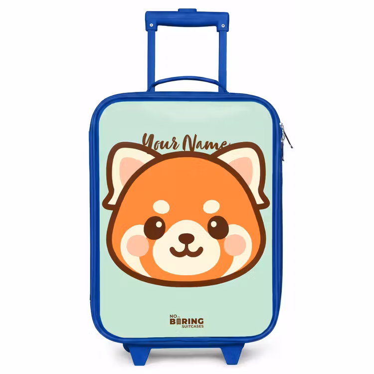 Children's suitcase - Blue - Kawai - Red panda - Green — 1