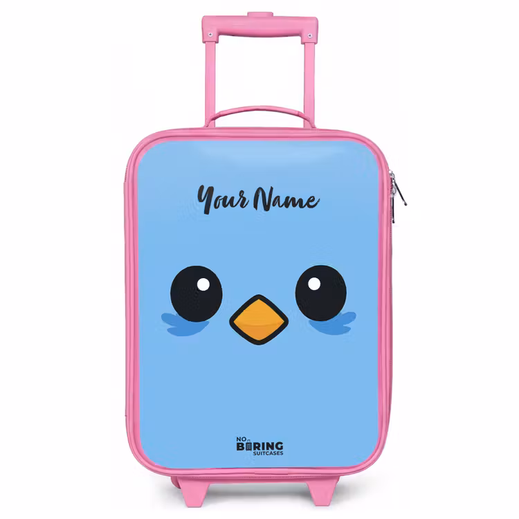 Children's suitcase - Pink - Kawai - Bird - Blue — 1