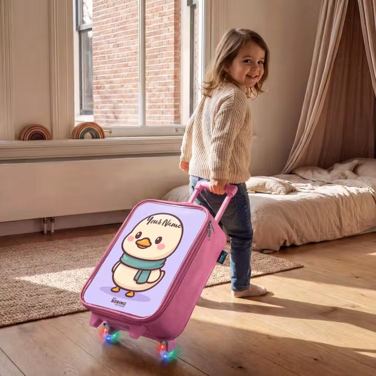 Children's suitcase - Pink - Kawai - Duck - Scarf — 2