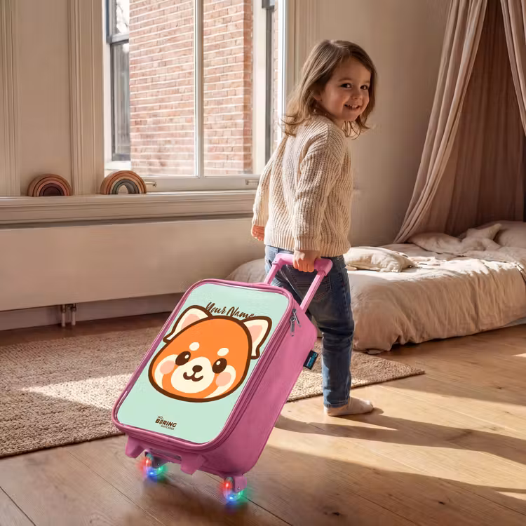 Children's suitcase - Pink - Kawai - Red panda - Green — 2