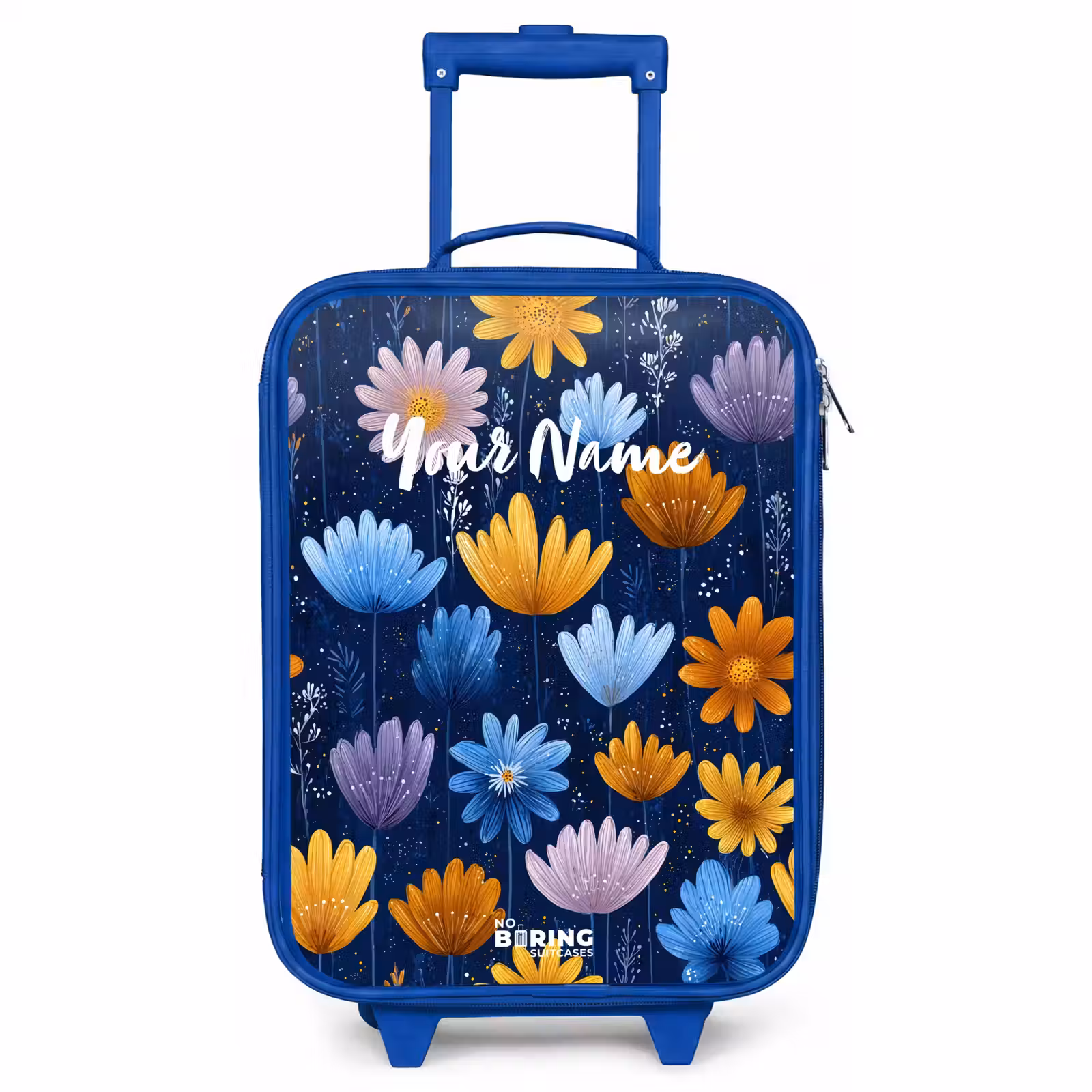 Children's suitcase - Blue - Flowers on a dark blue background — 1