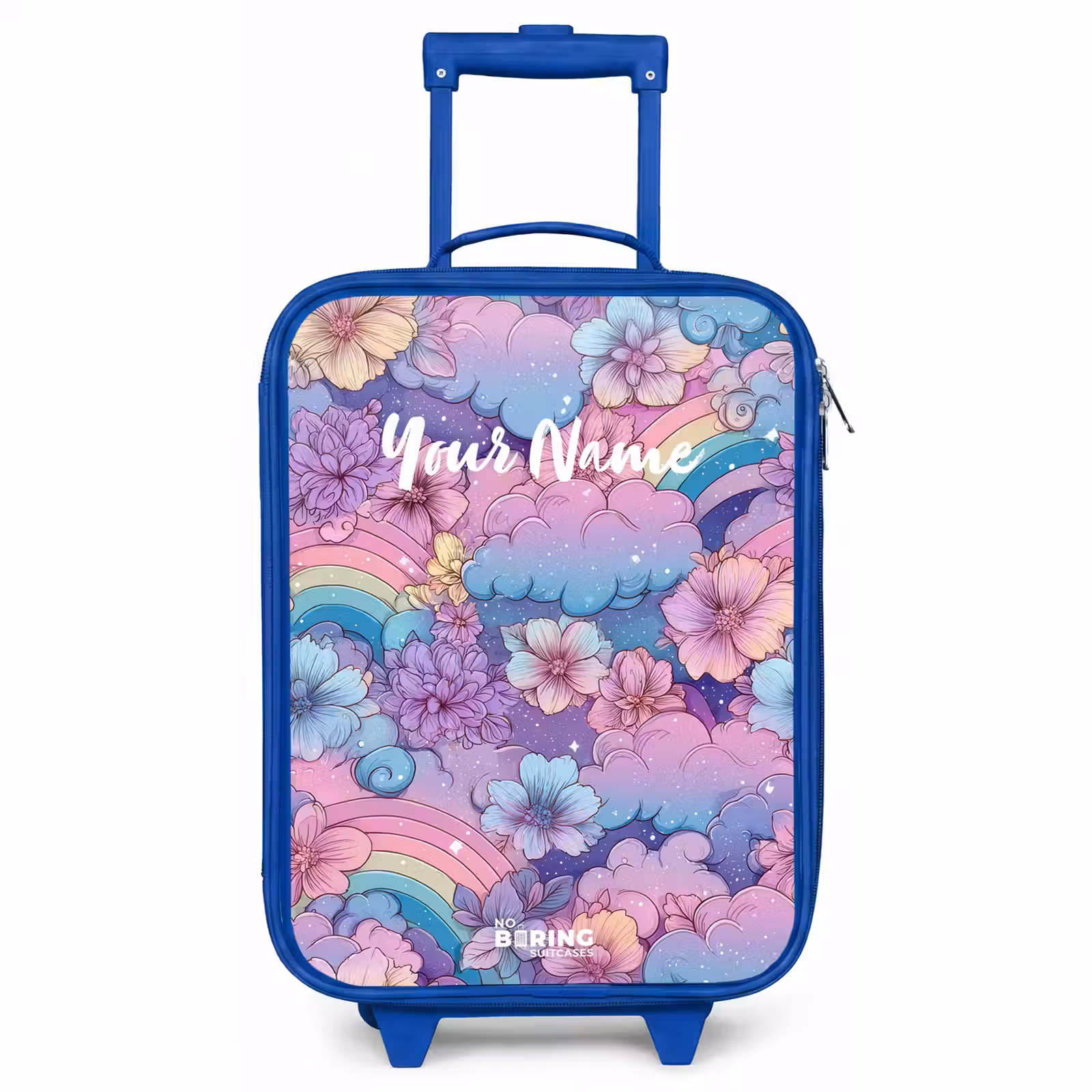 Children's suitcase - Blue - Illustration of clouds, rainbows and flowers — 1