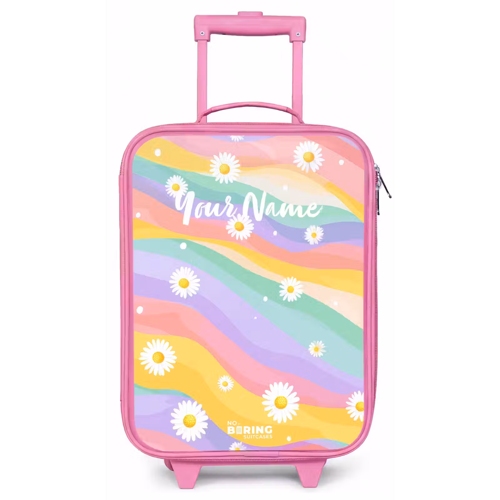 Children's suitcase - Pink - Daisies on rainbow background — 1