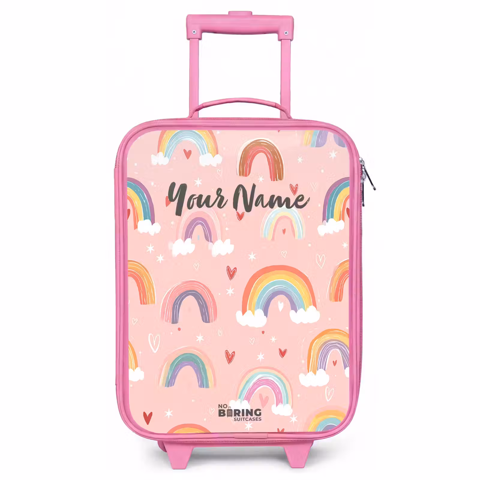 Children's suitcase - Pink - Rainbows on a pink background — 1