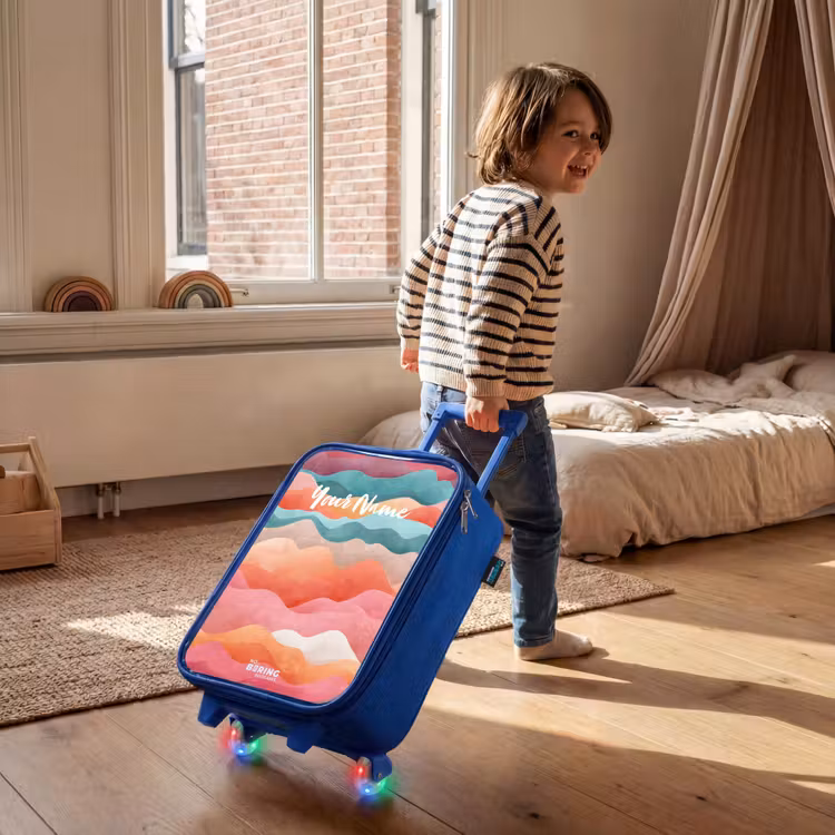 Children's suitcase - Blue - Abstract waves — 2