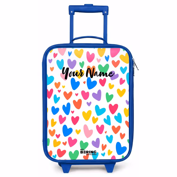 Children's suitcase - Blue - Colored hearts — 1