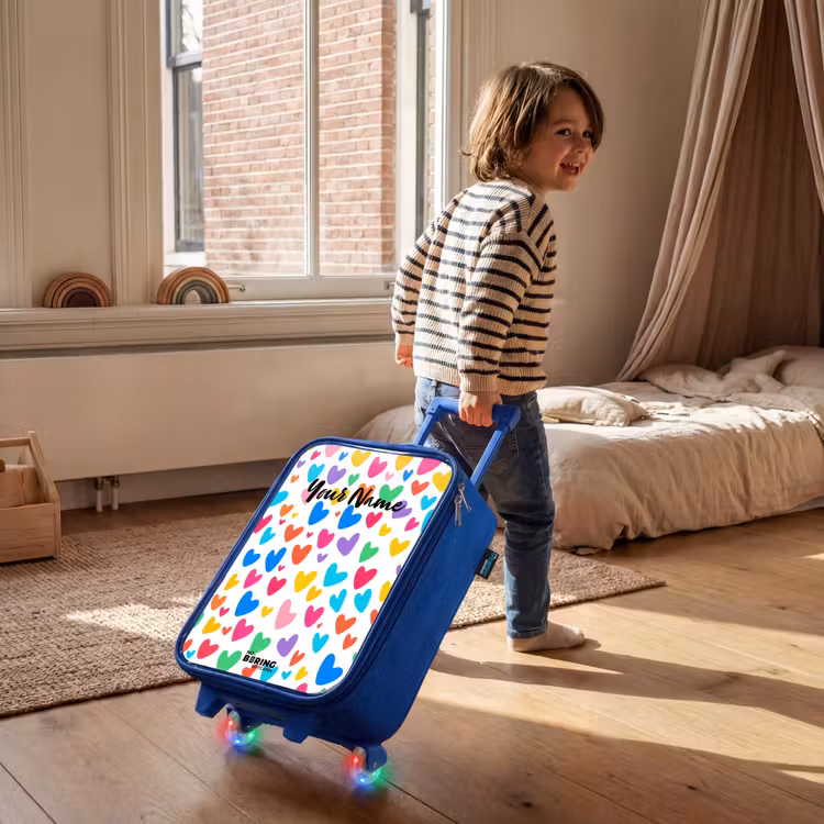 Children's suitcase - Blue - Colored hearts — 2