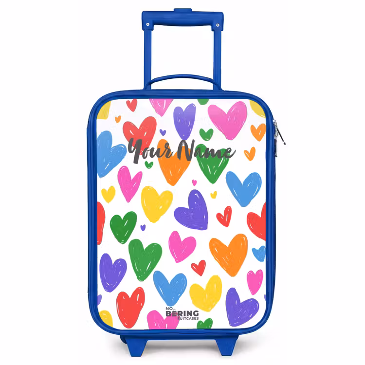 Children's suitcase - Blue - Colored hearts — 1