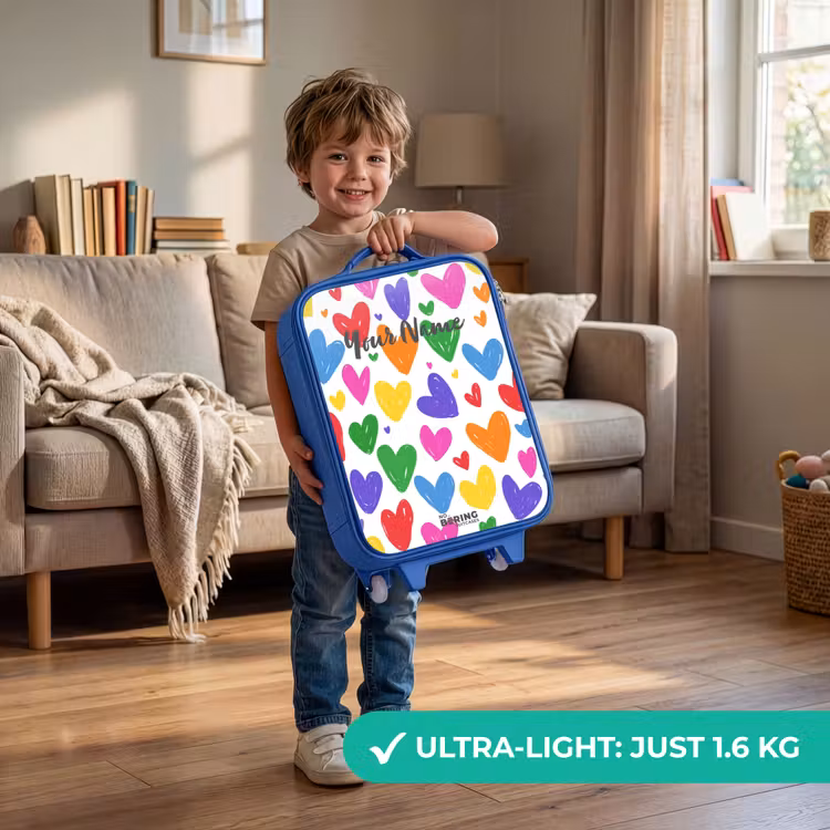 Children's suitcase - Blue - Colored hearts — 3