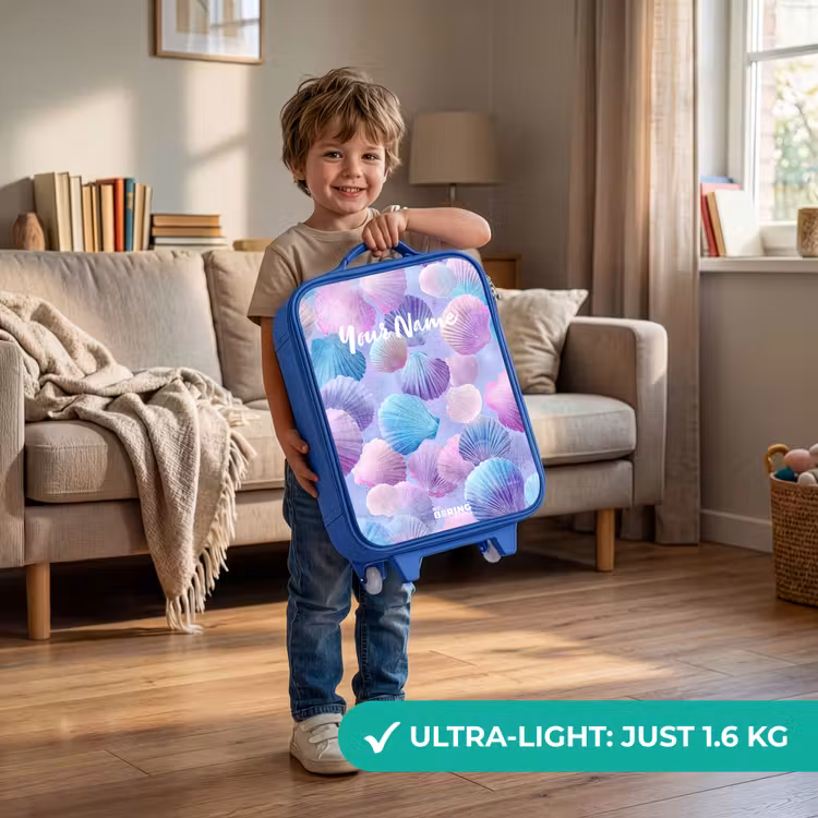 Children's suitcase - Blue - Colored shells on a purple background — 3