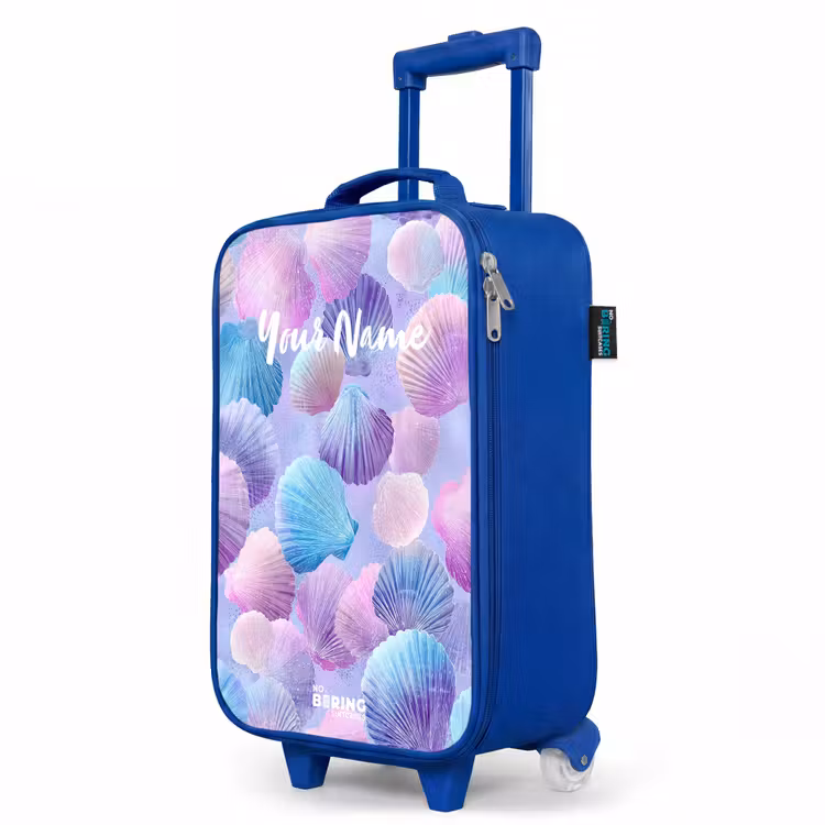 Children's suitcase - Blue - Colored shells on a purple background — 5