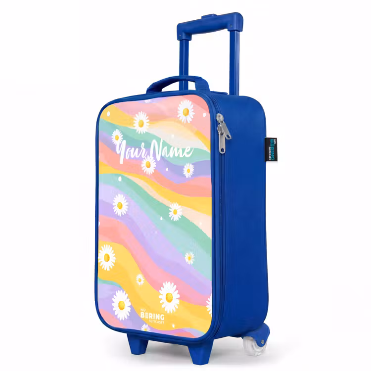 Children's suitcase - Blue - Daisies on rainbow background — 5