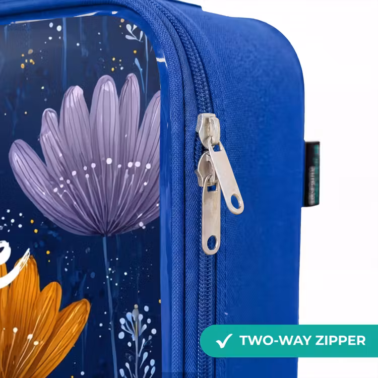 Children's suitcase - Blue - Flowers on a dark blue background — 6