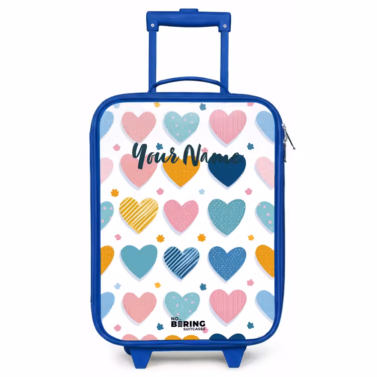 Children's suitcase - Blue - Heart pattern — 1