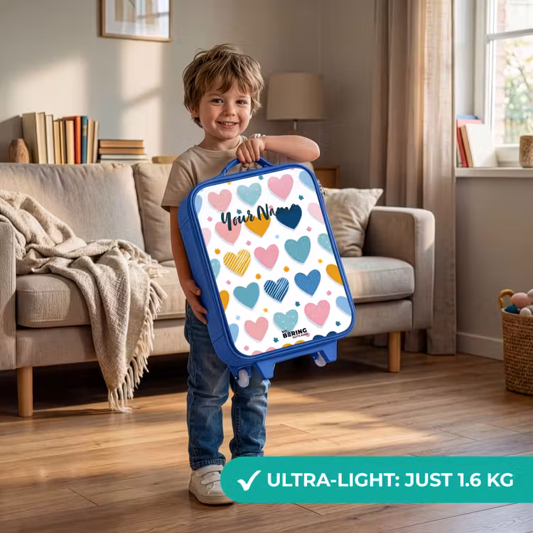Children's suitcase - Blue - Heart pattern — 3