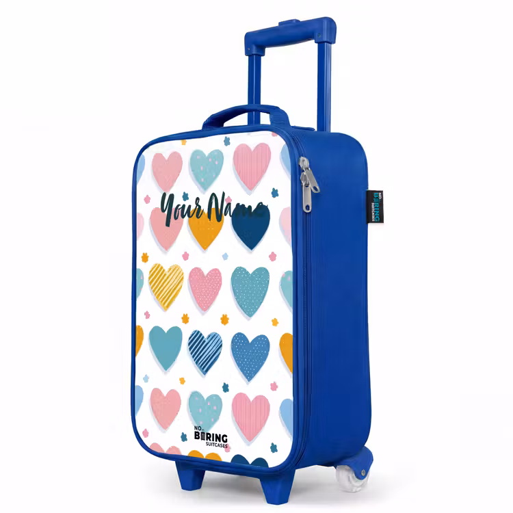 Children's suitcase - Blue - Heart pattern — 5