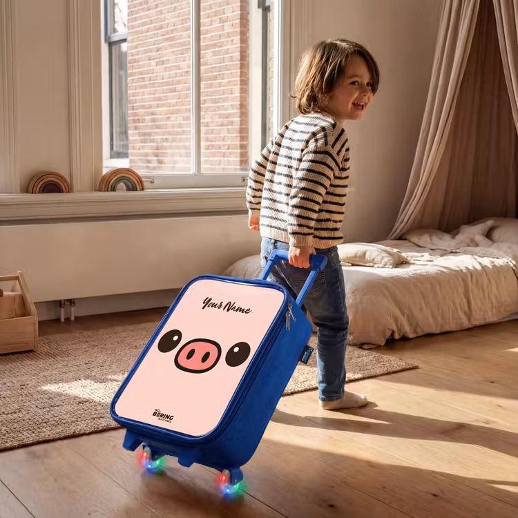Children's suitcase - Blue - Kawai - Pig - Pink — 2