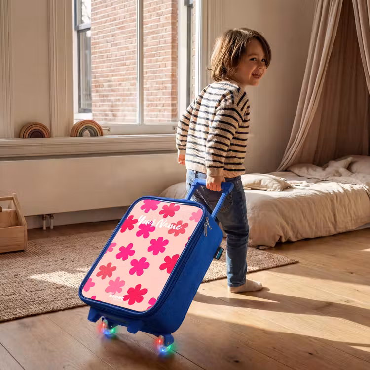 Children's suitcase - Blue - Pink flowers — 2