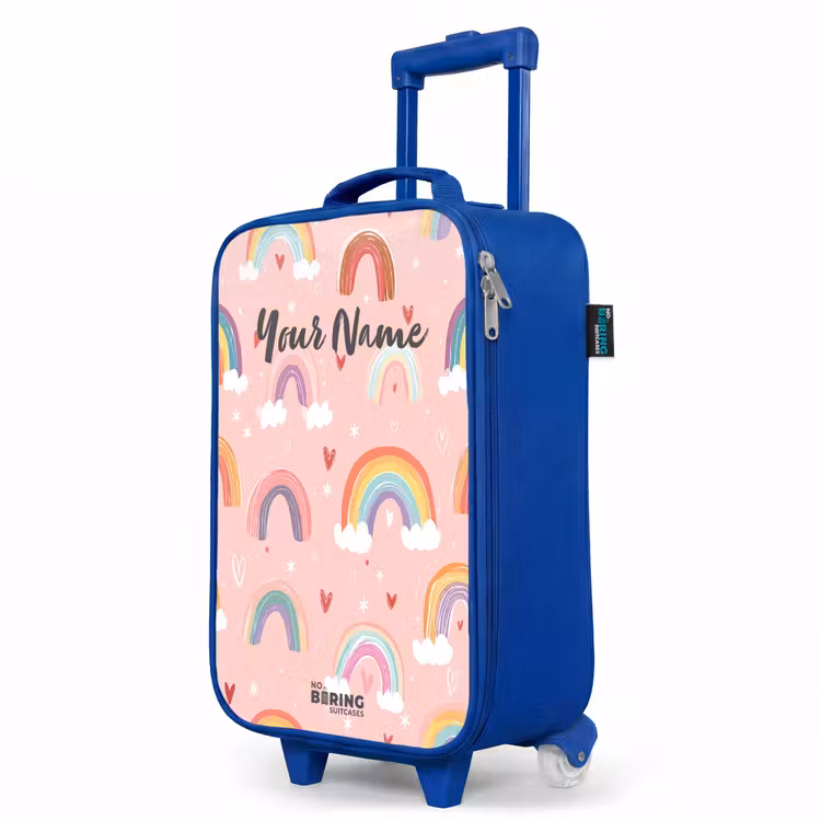 Children's suitcase - Blue - Rainbows on a pink background — 5