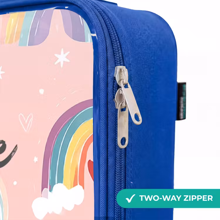 Children's suitcase - Blue - Rainbows on a pink background — 6