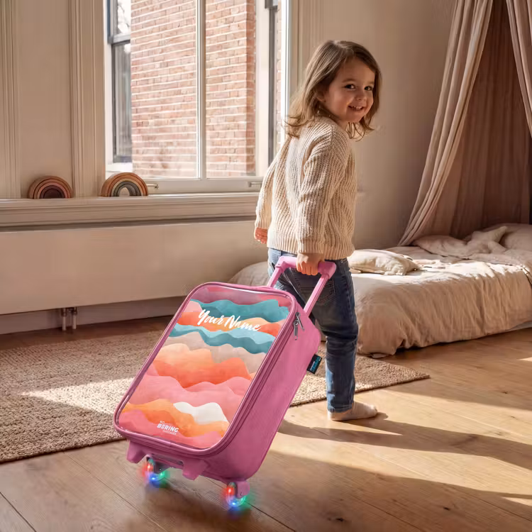 Children's suitcase - Pink - Abstract waves — 2