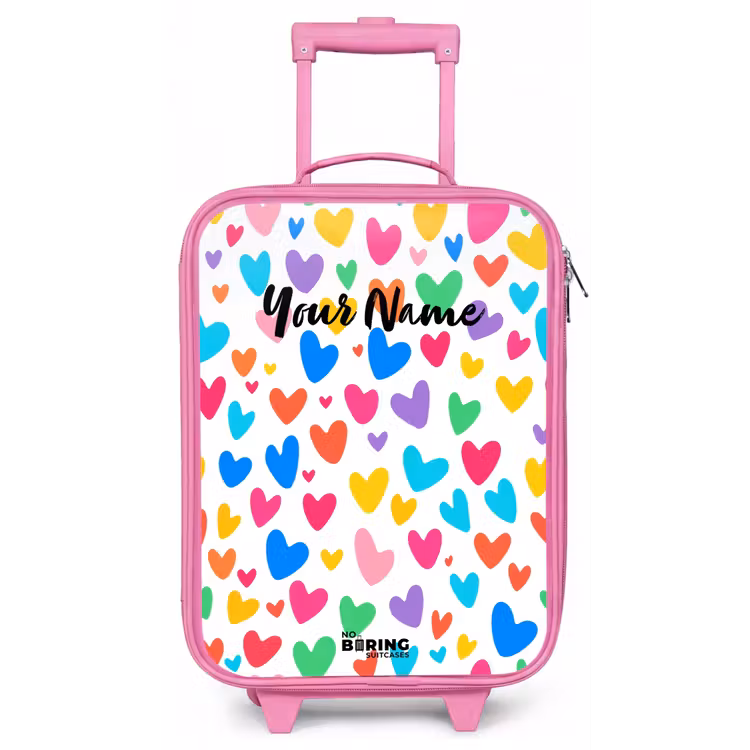 Children's suitcase - Pink - Colored hearts — 1
