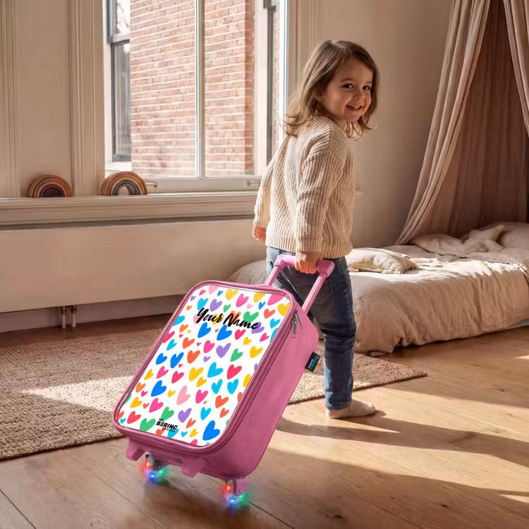 Children's suitcase - Pink - Colored hearts — 2