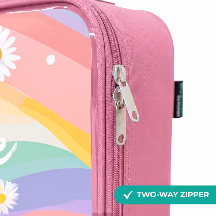 Children's suitcase - Pink - Daisies on rainbow background — 4