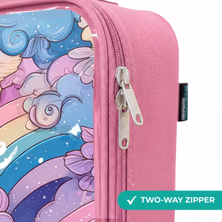 Children's suitcase - Pink - Illustration of clouds, rainbows and flowers — 4