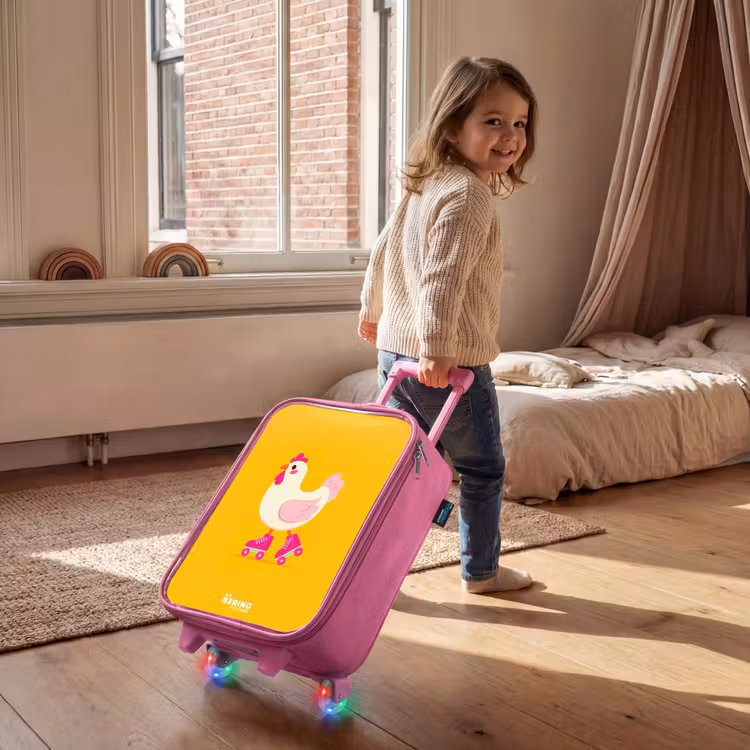 Children's suitcase - Pink - Kip - Roller skates - Yellow — 2
