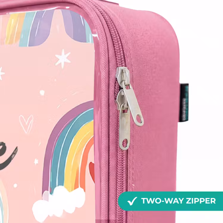 Children's suitcase - Pink - Rainbows on a pink background — 4