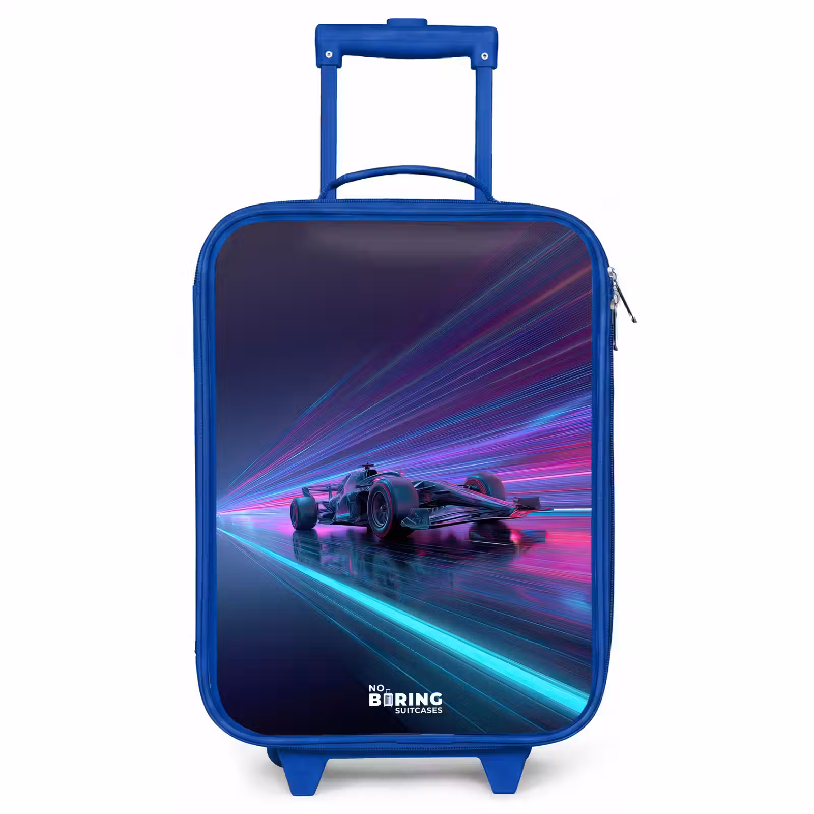 Children's suitcase - Blue - Neon - Race car - Light stripes - Purple — 1