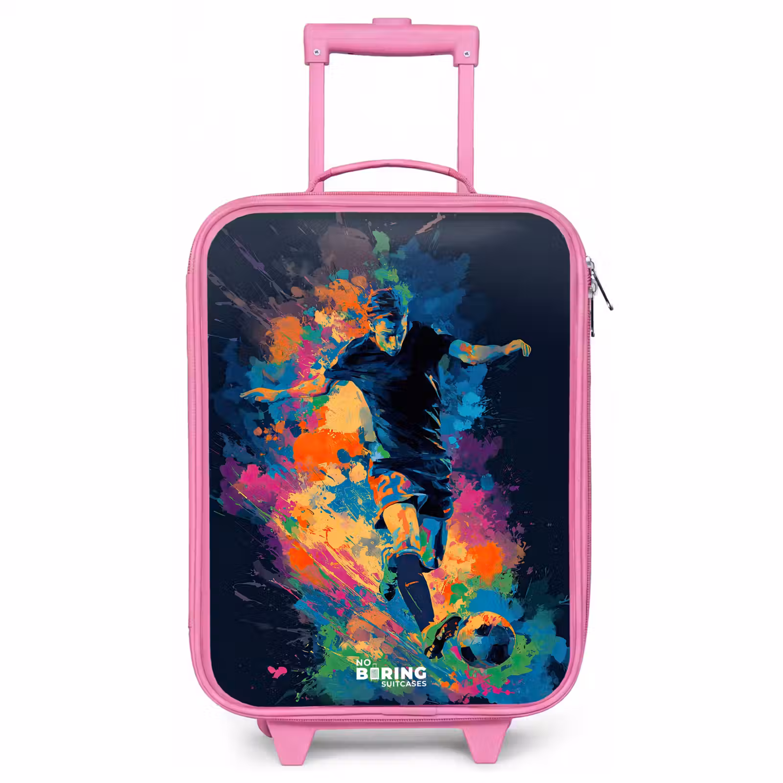 Children's suitcase - Pink - Neon - Footballer - Colorful — 1