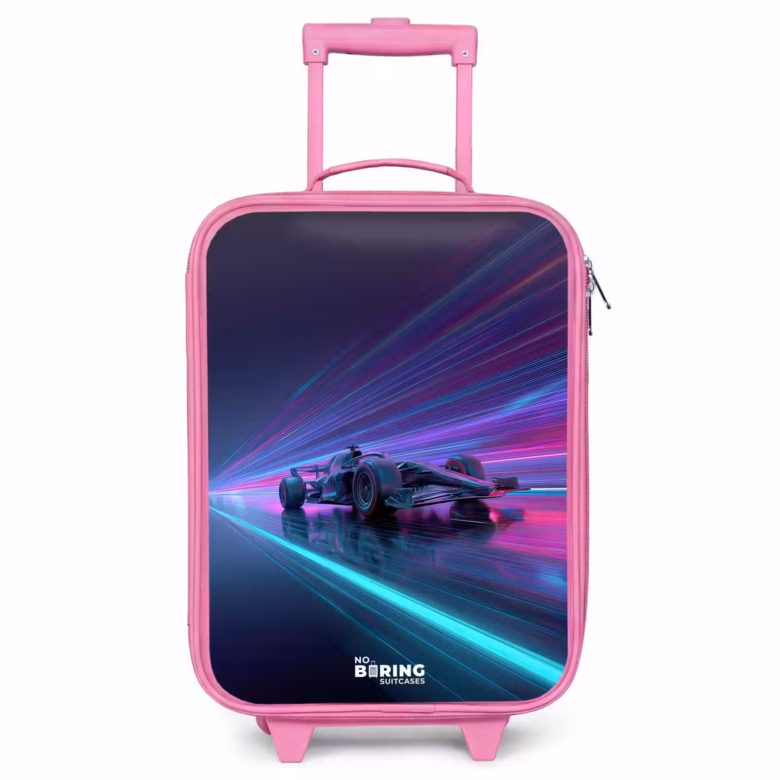 Children's suitcase - Pink - Neon - Race car - Light stripes - Purple — 1