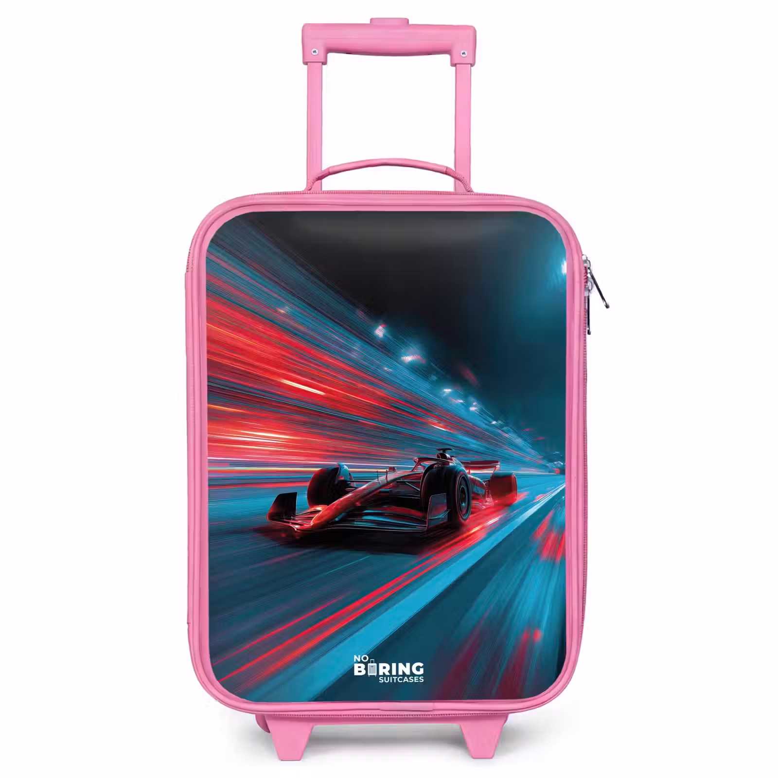 Children's suitcase - Pink - Race car - Track - Neon - Lighting — 1