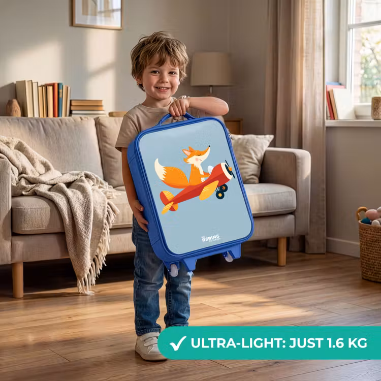 Children's suitcase - Blue - Fox - Airplane - Flies — 3