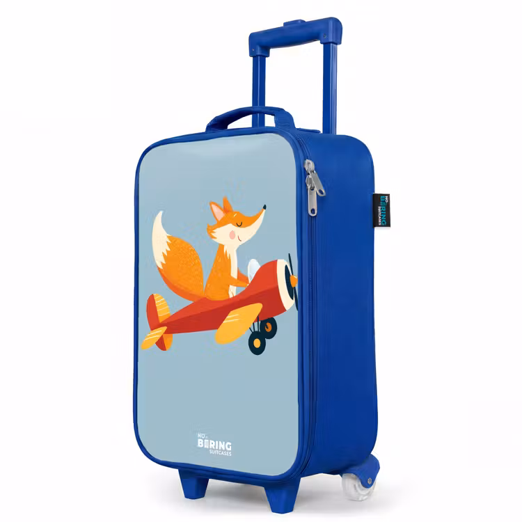 Children's suitcase - Blue - Fox - Airplane - Flies — 5