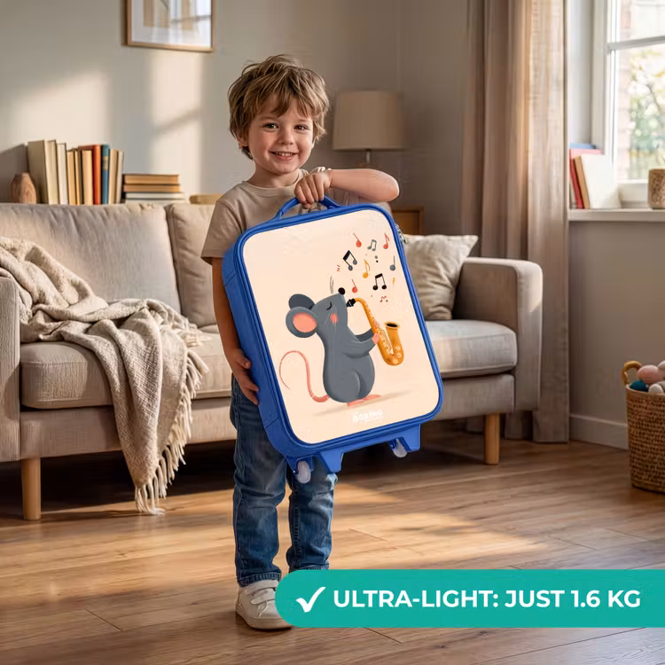 Children's suitcase - Blue - Mouse - Saxophone - Music — 3