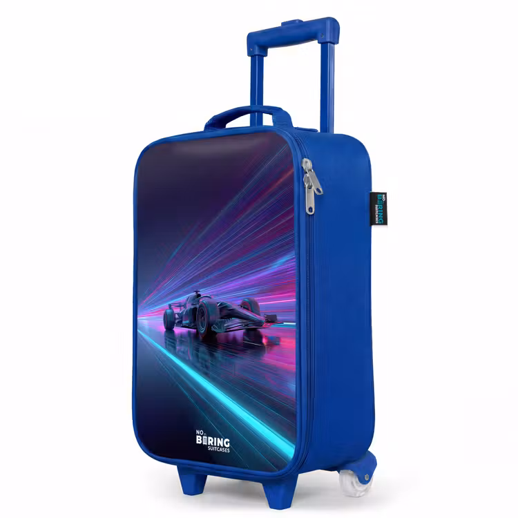 Children's suitcase - Blue - Neon - Race car - Light stripes - Purple — 5
