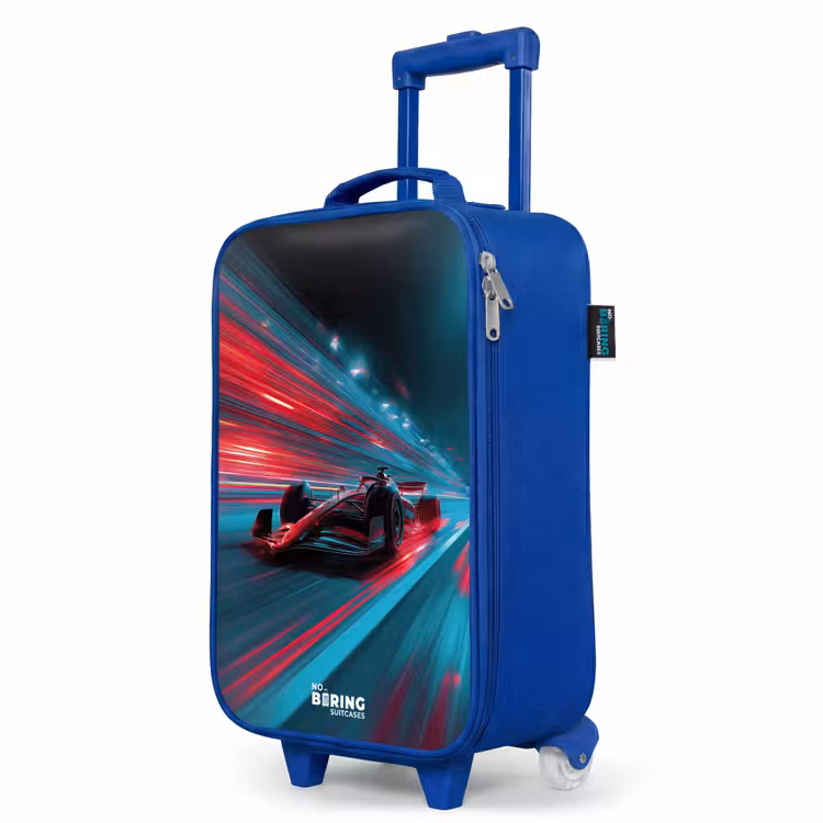 Children's suitcase - Blue - Race car - Track - Neon - Lighting — 5