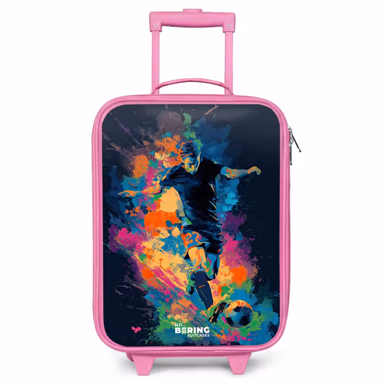 Children's suitcase - Pink - Neon - Footballer - Colorful — 1