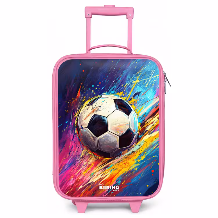 Children's suitcase - Pink - Neon - Soccer - Colorful — 1