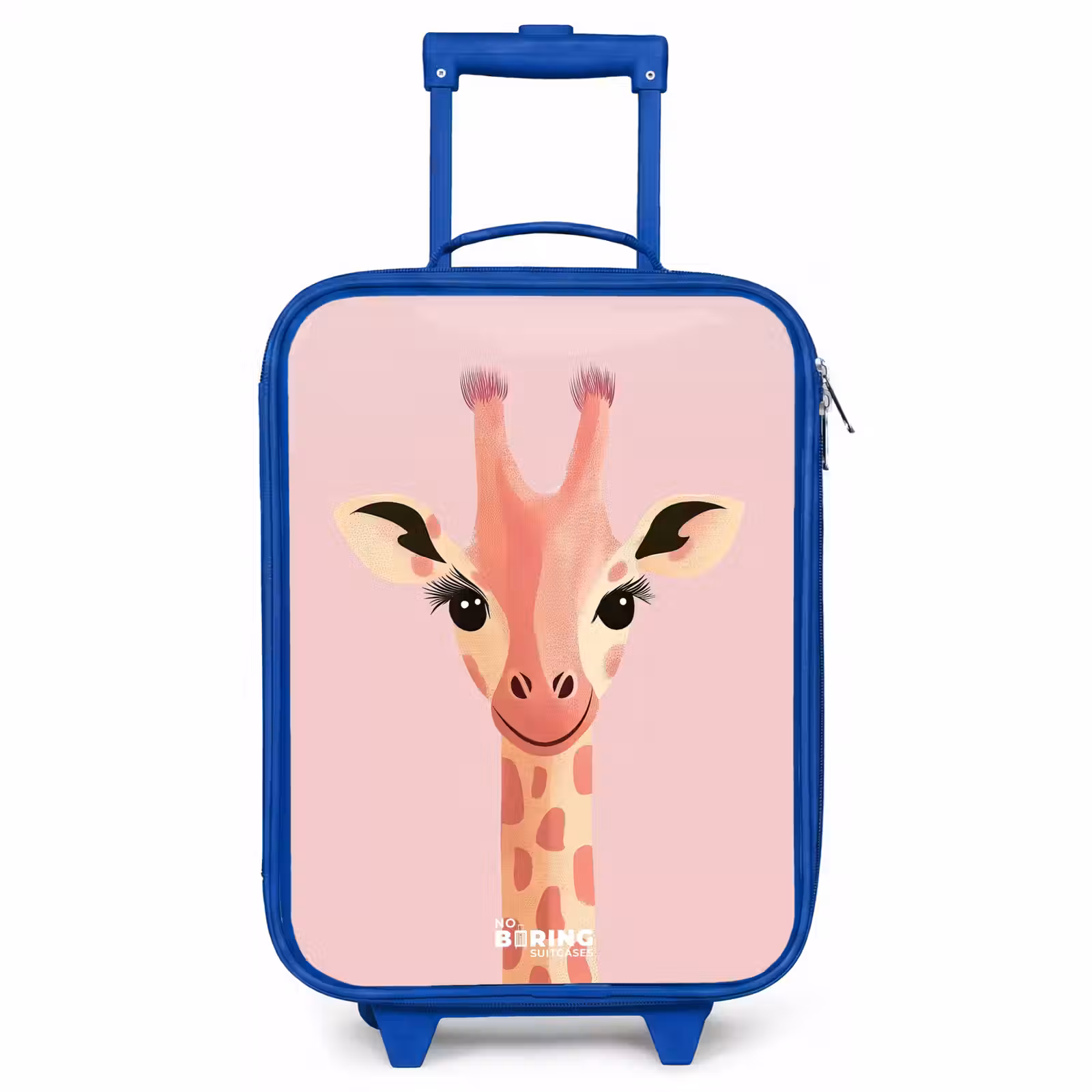 Children's suitcase - Blue - Giraffe - Eyelashes - Minimalist - Pink — 1