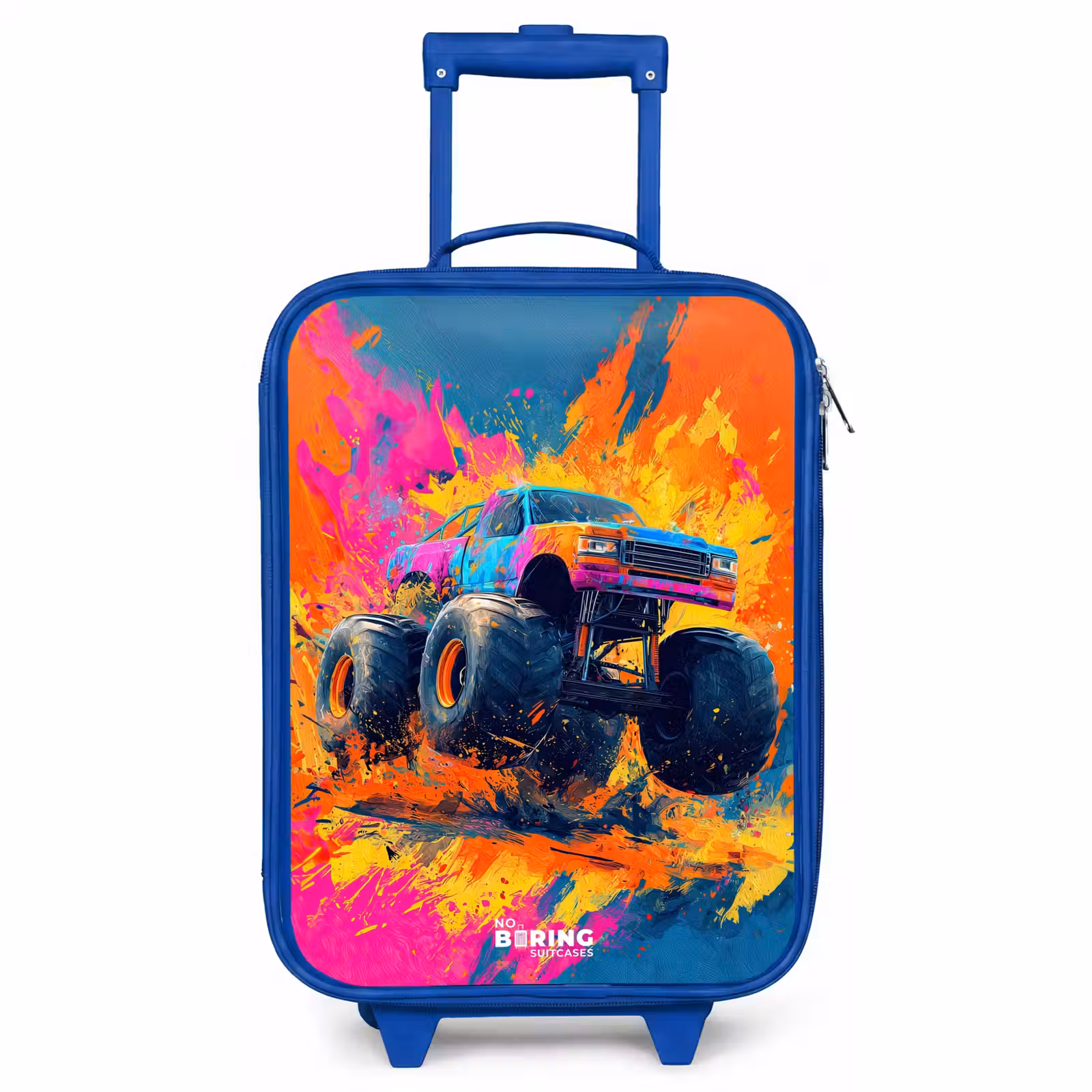Children's suitcase - Blue - Monster truck - Paint splatter - Colorful - Explosion — 1