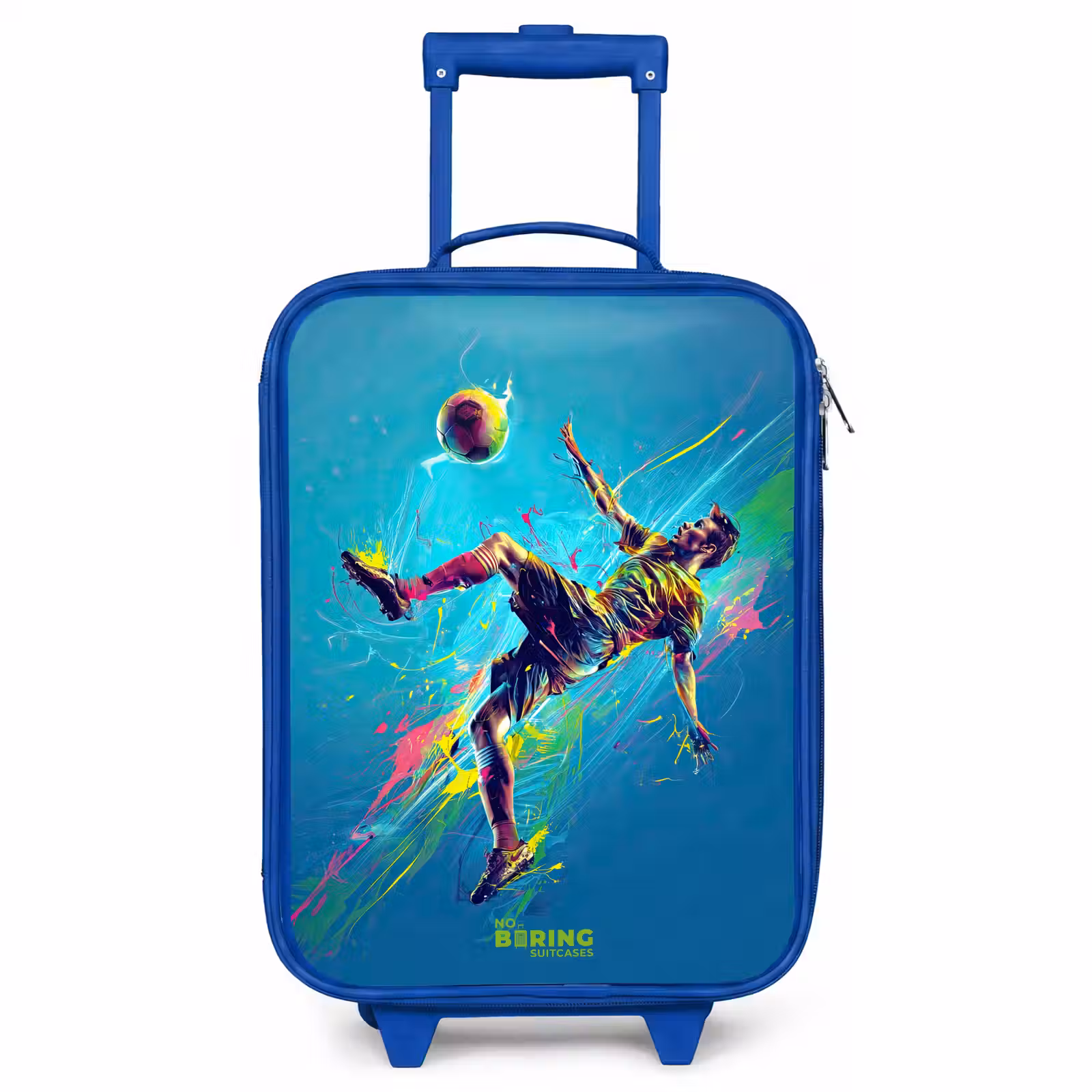 Children's suitcase - Blue - Neon - Football - Kick - Colorful — 1