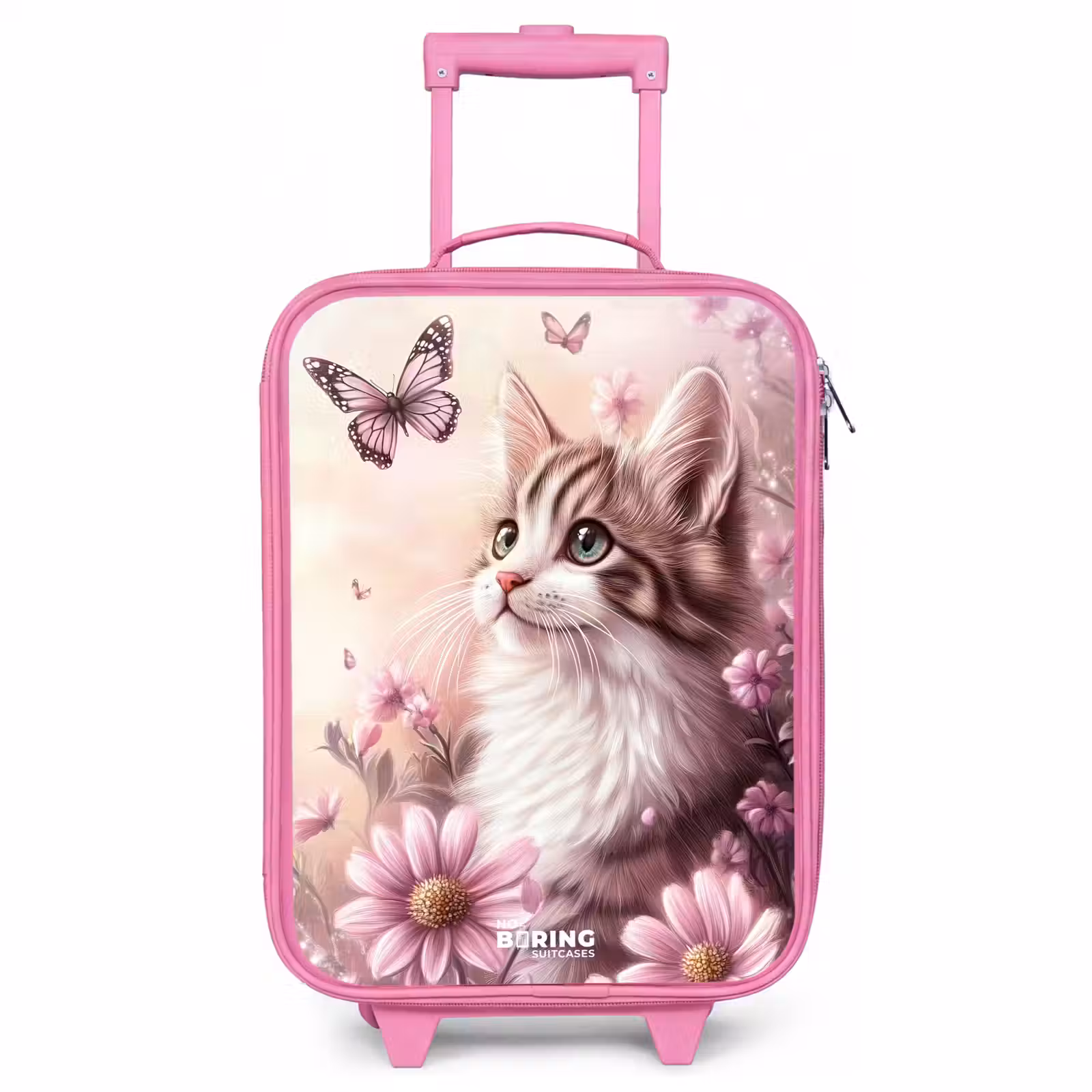 Children's suitcase - Pink - Cat - Purple - Butterflies - Flowers — 1