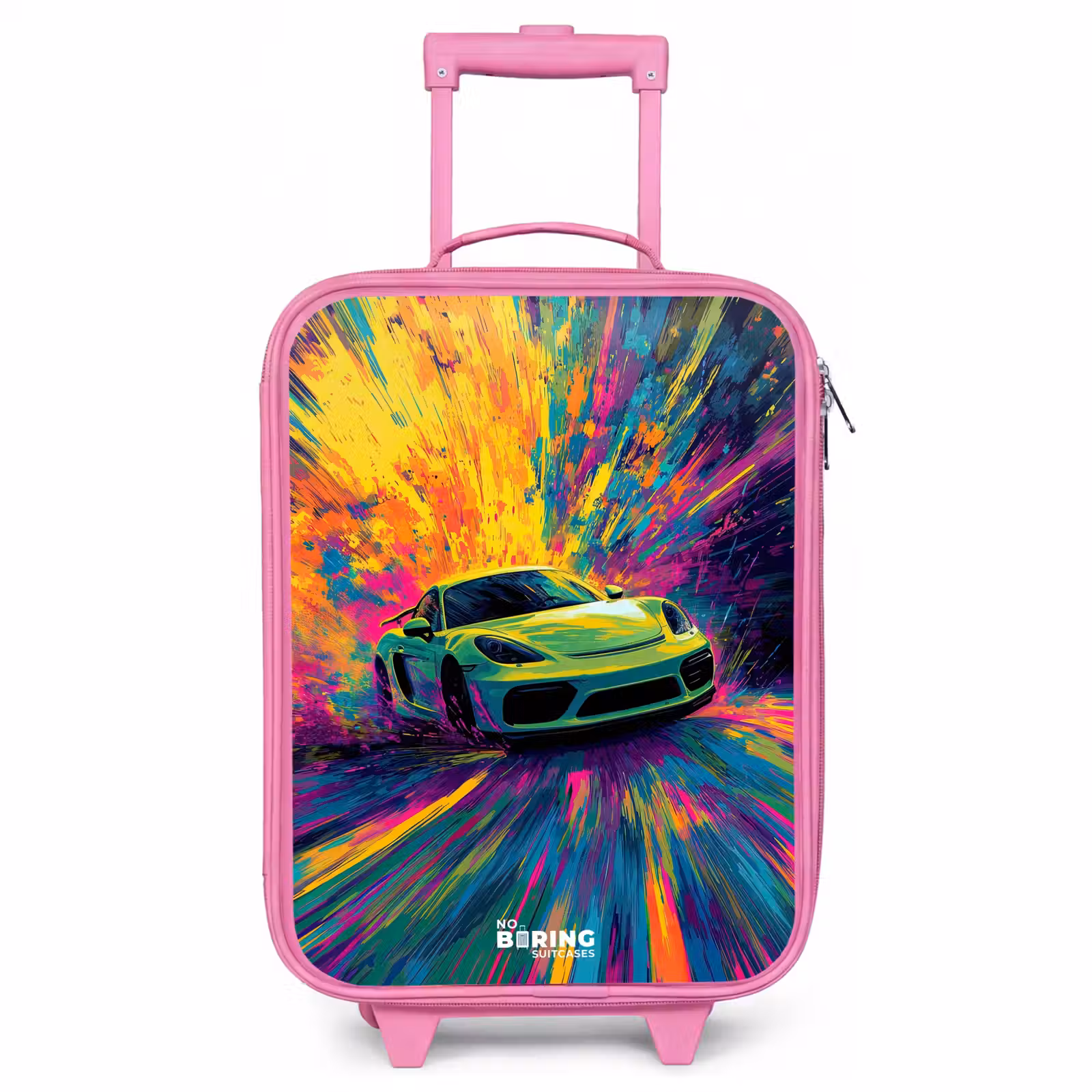 Children's suitcase - Pink - Sports car - Explosion - Colorful - Paint stripes — 1