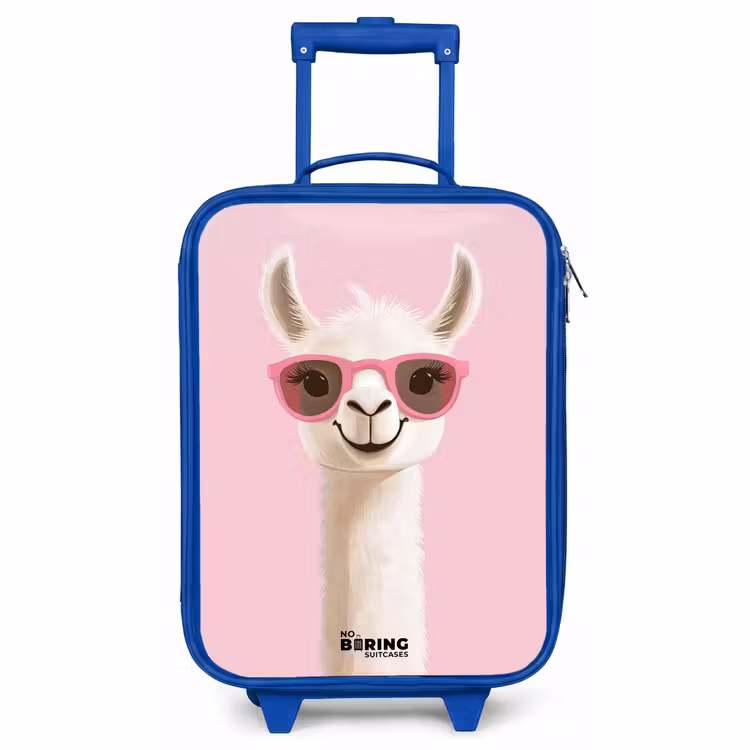 Children's suitcase - Blue - Llama - White - Sunglasses - Eyelashes — 1