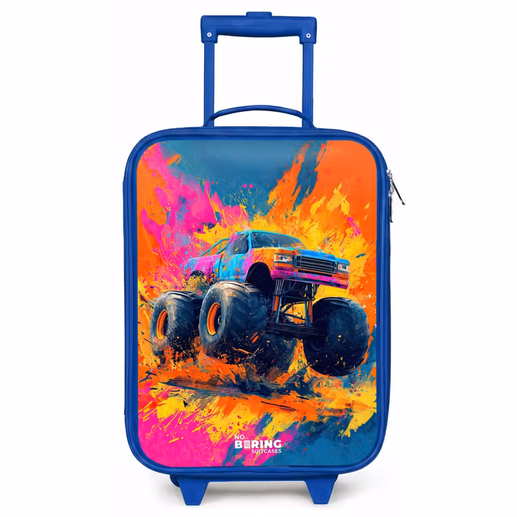 Children's suitcase - Blue - Monster truck - Paint splatter - Colorful - Explosion — 1